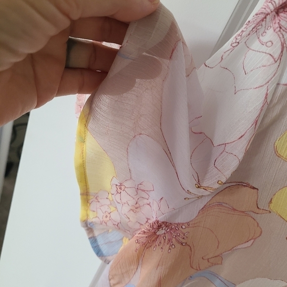 LOVESTITCH Whitney Pink Floral Short Flutter Sleeve Blouse Size Large - Picture 5 of 5